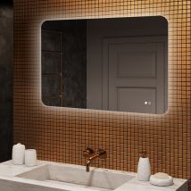 Artforma - Badezimmerspiegel Mit Beleuchtung, 100x70, Touchschalter , Beschlagfrei, Led Dual, Abgerundeter Spiegel