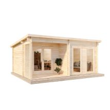 Alpholz Gartenhaus Modell Orkus-44 Gartenhaus Aus Holz In Pinie, Holzhaus Mit 44 Mm Wandstärke Inklusive Terrasse Blockbohlenhaus