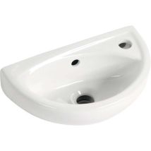 Aqualine Small - Lavamanos Oval, 40x23 Cm, Con 1 Orificio Para Grifo A La Derecha, Blanco Tp040