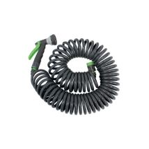 Manguera de riego espiral flexible 15 m – Pistola de riego 8 jets – Green Plus
