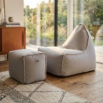 Sillón Puf Buddy's Rest Forma Pera Con Reposapiés, 90x60x85/45x60x35 Cm Para Interior, Desenfundable, Con Pespuntes, - Soo Santaï