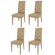 T M C S - Tommychairs 4 Chantal Chairs In Beech, Seat In Cappuccino Faux Leather