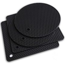 Juego De 4 Posavasos De Silicona - Negro