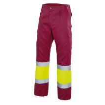 Pantalón Bicolor Alta Visibilidad Granate/amarillo Flúor L