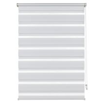 Company, Tapparella A Doppio Rullo Avvolgibile, Design A Strisce Trasparenti E Opache, Kit Montaggio Incluso, Bianco, 80 X 150 (lxa), Tessuto, 80 X 