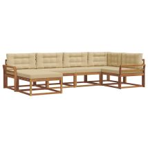 Set Di Divani Da Esterno Con Cuscino 6 Pcs Naturale E Beige Vidaxl