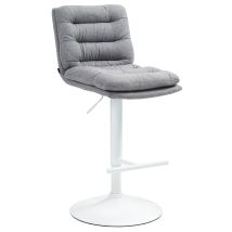 CLP – Sgabello da bar Damar in tessuto grigio bianco – Altezza totale 94-116 cm, Capacità di carico 120 kg