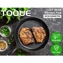 Toque Non Stick Frying Pan Cast Iron Steak Skillet Round Bbq Grill Cookware 30cm