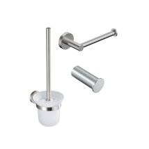 Fugaflow Eccelente Ensemble Accessoires Wc 3 Pièces - Porte-rouleau Sans Couvercle - Brosse Wc - Crochet Simple Rond Pour Serviette - Acier Inoxydable