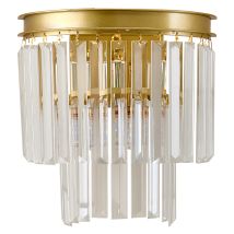 Elegant E14 Crystal Glass Wall Lamp With Golden Finish Base