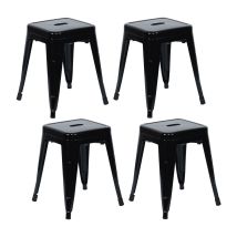 Lot De 4 Tabourets Bas Empilables De Style Industriel En Acier 38x38x46cm Thinia Home