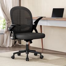 Naspaluro - Office Chair - Bigzzia Desk Chair - Mid-back Mesh Chair - With Flip-up Armrests - Black