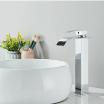 Suguword - Basin Tap Bathroom Sink Mixer Tap With Lever Single Handle Chrome High Rise Brass Tap