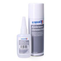 Beschleuniger + Cyano-set Für Poröse Materialien, 50 G Flasche + 200 Ml Spray Unecol A7156