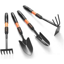 Gardening Tools, 4 Piece Outdoor Gardening Tools For Adults, Extended Ergonomic Handles, With Shovels, Hand Rakes, Manual Weeders, Hoes For Women And 