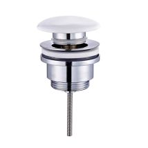 Kibath - 171632 Valvola Clic Clac Universale Compatibile Con La Maggior Parte Dei Lavelli In Ottone, Porcellana Bianca