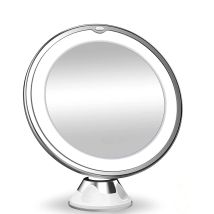 GNC Home Badspiegel – 10-fach Vergrößerung – Weißes LED-Licht – Ideal für Make-up und Körperpflege – 360° drehbar