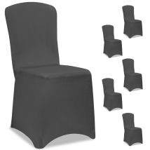 Fodere per sedie elasticizzate OEKO-TEX – Set di 6 coprisedia antracite – 40-60 cm schienale, 35-55 cm seduta – Dettagli antiscivolo