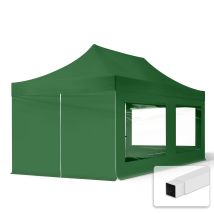 Gazebo Pieghevole Giardino 3x6m - 4 Laterali (finestre Panoramiche) Telo Poliestere Idrorepellente Padiglione Mercati Sagre Verde