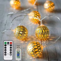Guirnalda De Luces Led, 20 Luces Led Marroquíes De 3 M, 8 Modos Regulables Con Control Remoto, Guirnaldas Navideñas Orientales Con Usb, Sin Pilas, 
