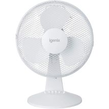 Igenix 12 Inch Desk Fan, 3 Speeds, White - Df1210
