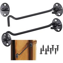 Naxunnn - 2 Pieces Door Catch Hook, Black Stainless Steel Door Hook Lock, With Mounting Screws, For Window, Barn Door, Shed Door, Garage Door (15cm)