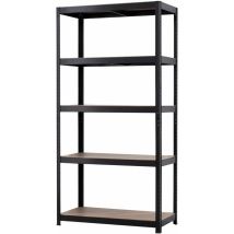 Scaffale metallico nero 5 ripiani – Altezza 180 cm, Larghezza 90 cm, Spessore 40 cm – WORK HOME