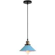 Pendant Light Fitting, Antique Dome Chandelier With Ø22cm Lampshade, Vintage Hanging Lamp For Living Room Bedroom Dining Room (blue)