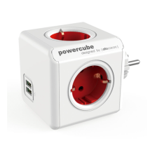 Ladrón Allocacoc Powercube Original 4 Tomas + 2 Usb (5v). Color Rojo -