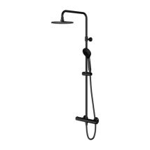 Omnires Y - Duschset Mit Thermostat, Durchmesser 25 Cm, 5 Strahlarten, Schwarz Y1244luxlbl