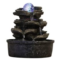 Zen Light - Fontana Zenlight Little Rock In Poliresina, Marrone Scuro, 20 X 20 X 23 Cm