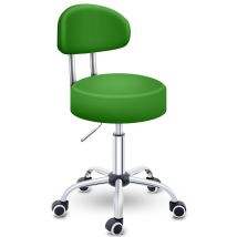 Tresko Taburete Rodante Verde Con Respaldo, Taburete De Trabajo, Taburete Giratorio, Taburete Cosmético, Taburete De Práctica.