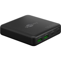 Caricatore Da Tavolo Multiport Usb-c Pd Gan (100 W) Nero, 2x Porte Usb-c (power Delivery) E 2x Porte Usb-a (quick Charge 3.0). Colore Nero