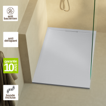 Receveur De Douche 100x90 Extra-plat Gris En Résine Minérale Antidérapant Effet Ardoise - Ragnar Lavaberg