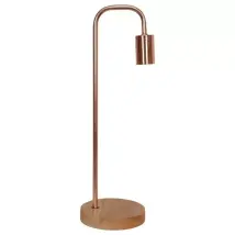 Opjet - 010388 - 'brook' Table Lamp Ø15x49cm - Copper-finish Metal - Wooden Base