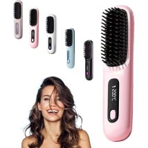 Heated And Rechargeable Hairbrush - Easy Combing And Styling - Portable Travel Design - Pink - 1 Piece