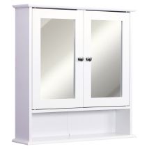 Kleankin - Wall-mounted Cabinet Mirror Door Bathroom Organiser Living Room White
