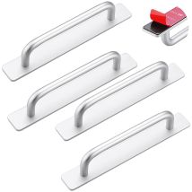4 Pièces Poignée De Meuble Autocollante, Poignées Autocollantes En Aluminium, Poignées Tiroir Pour Meuble Et Porte, Cuisine Armoire Chambre À Coucher 