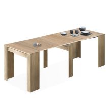 Ventemeublesonline - Mesa Consola Extensible Train Multiestancia Estilo Natural En Color Roble Canadian Con 5 Posiciones 51-237x90 Cm