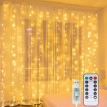 Indoor Curtain Lights, 3m2m Window Decorative String Lights, Usb 200 Leds 8 Working Modes And Water Resistance - For Outdoor, Indoor, Christmas, 