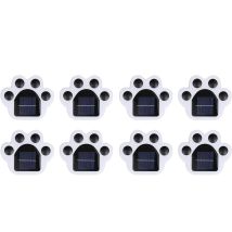 Pack Of 8 Creative Bear Paw Shaped Solar Lamp, Outdoor Decoration, Coocheer Underground Led Light - White Light