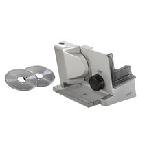 Ritter – Elektrische Allesschneider E 16 DUO-Plus – 65 Watt – glatte und wellenschliff Messer – Schneidgut-Auffangschale, abnehmbarer Schlitten
