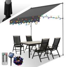 Swanew Led Tenda Da Sole A Scomparsa Manuale Tenda Da Sole A Terrazza Non È Necessario Alcun Trapano Manovella Altezza Regolabile 3m. Grigio 