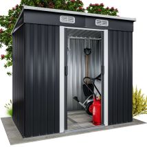Gardebruk - Large 6x4' Metal Tool Shed With Foundation 2m² 4m³ Pent Roof 200x125x185cm Sliding Door Galvanised Steel Garden Equipment Bike Log Storage