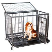Jaula Para Perros De Interior Y Exterior Mouvedyl, 94x64x76cm, Jaula De Transporte, Ruedas Con Cerradura, Plegable, 2 Puertas, Bandeja Extraíble 