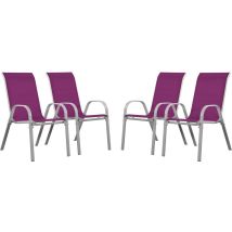 Sedia Da Giardino Textilene "cordoba" -phoenix-rosa-set Di 4