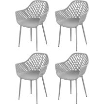 H.j Wedoo Chaise De Jardin Lot De 4, Chaise De Jardin Exterieur, Coque En Pp, Structure En Métal, Accoudoirs, Patins Réglables En Hauteur, Charge 