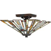 Plafoniera Tiffany Maybeck Acciaio Bronzo Valiant 2 Luci E27
