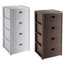 Kommode Elegance – 40x40x80 cm – Weiß – 4 Schubladen – Kunststoff