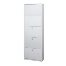 Zapatero Compacto Compacto Con Cinco Puertas Ash White 63x29x H190 Cm